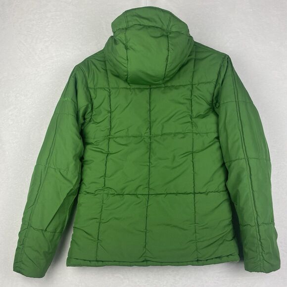 Columbia Reversible Jacket Youth Girls 14/16 Green Hooded Pockets Logo Winter - Picture 2 of 16